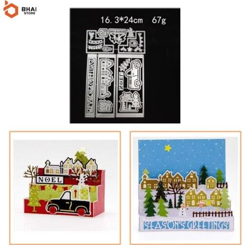 Christmas 3D Scene Box Metal Cutting Dies Cut Decoration Scrapbook Paper Card Embossing Decor Craft Mold New Arrival 2021