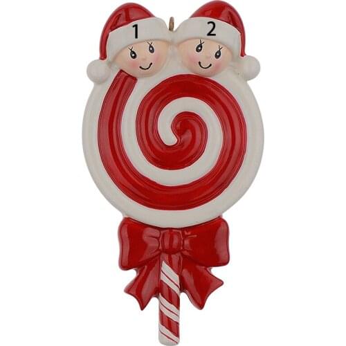 Christmas Ornaments Lollipop Family of 2 Resin With Glossy Baby Face As Craft Souvenir For Personalized Gifts