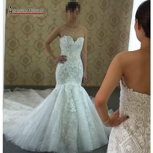 2019 New Model Contrast Color Wedding Dresses Champagne Color Shinny Full Beading Mermaid Wedding Dress