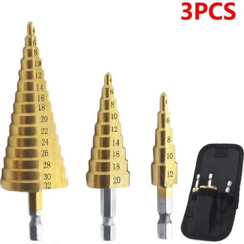 Z&Y Drill Bit - Drilling Power Tools Wood Hole Cutter Cone Drill 3pcs HSS Titanium Metal High Speed Steel 4-12 4-20 4-32 Origin