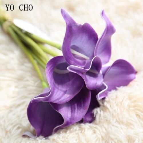 YO CHO 1pc Artificial Flower Wedding Decoration PU Calla Lily Flower Bouquet Home Autumn Decoration Artificial Plant Fake Flores