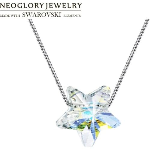 Neoglory Jewelry Star Crystal & S925 Silver Charm Necklace Embellished With Crystals From Swarovski Hot New Gift