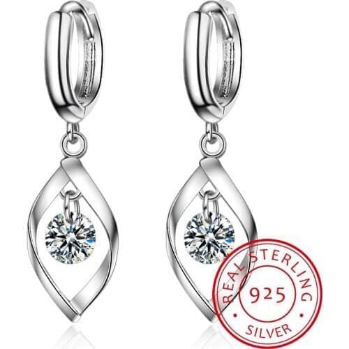 925 sterling silver NEW arrivals fashion shiny crystal ladies`stud earrings jewelry women female Anti allergy cheap