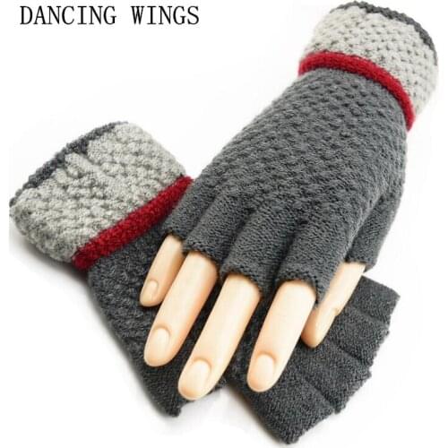 5Pairs/Pack Half Finger Fingerless Wool Knit Wrist Glove Winter Warm Gloves Mittens for Women and Men