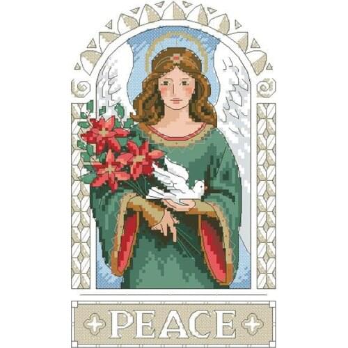 Gold Collection Lovely Counted Cross Stitch Kit Angel of Peace Dove Flower Bouquet dim 08746