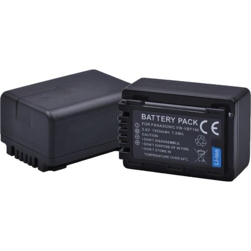 2pc 3.6V 1950mAH VW-VBT190 VW VBT190 Li-ion Battery for Panasonic VW-VBT380 VW VBT380 HC-V110 V130 V160 V180 V201 V210 V230 V250