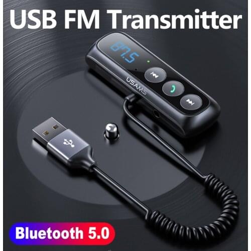 3.5mm jack AUX Bluetooth 5.0 Receiver Car FM Modulator Handsfree Adapter FM Transmitter Wireless Audio MP3 TF Card Music Player