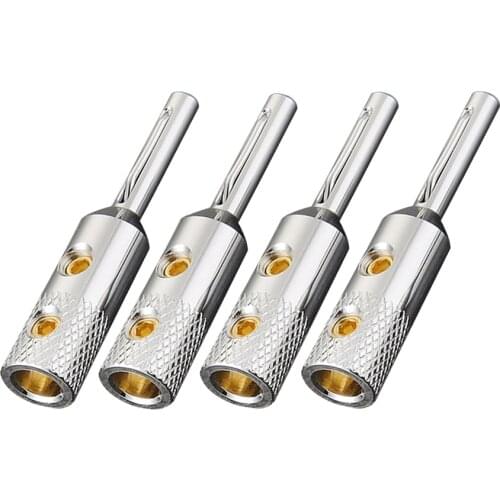 4PCS Viborg VB401R Pure Copper Rhodium Plated Banana Plug Speaker Cable Plug