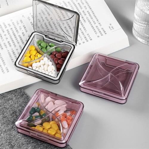 4 Grids Mini Portable Pills Packaging Box Small Medicine Storage Box Container