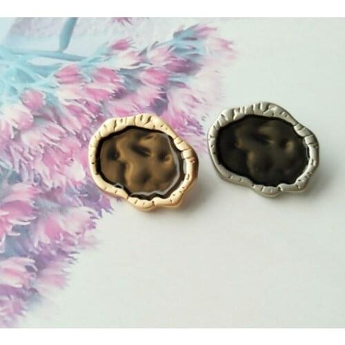 6pcs Irregular Shape Buttons Sewing-On One-Hole Metal Buttons For Clothes Bag Fashion Craft DIY Decoration Beautiful 25*20mm