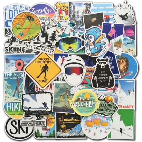70 Pcs/Set Winter Ski Stickers Skiing Snow Mountain Penguin Graffiti Sticker Pack For Luggage Laptop Fridge Snowboard Skis Decal
