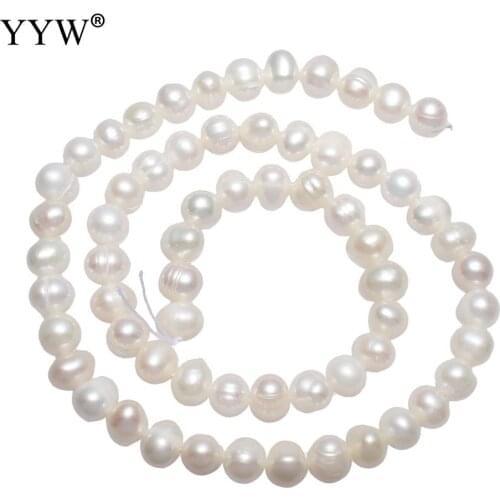 5-6mm White Cultured Potato Freshwater Pearl Beads Loose Beads Strand 14" for DIY Women Necklace Bracelet Jewelry Making Finding