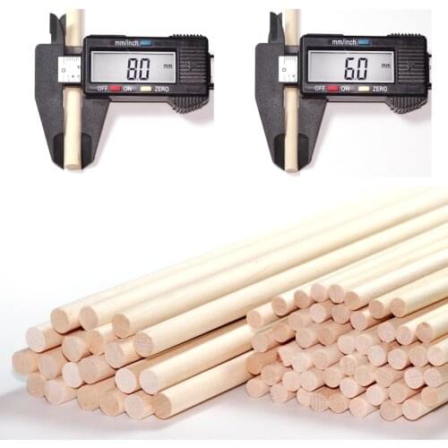 40cm L Wooden Round Popsicle Stick Kids Hand Crafts Art Ice Cream Lolly Cake DIY Making Funny Hot Tools - 6mm or 8mm Diamater