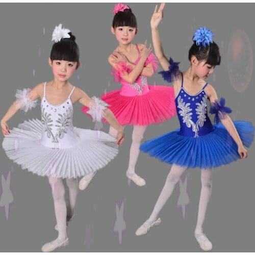 New Children Ballet Tutu Dress Fluffy White Girl Swan Lake Ballet Dance Costume Chromatic Ballet Bitter Fleabane Skirt 89