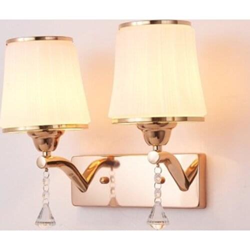 European Bedside Lamp Glass Shade Wall Lamp Gold Bedroom Room Crystal Living Room Television Background Restaurant Aisle Light