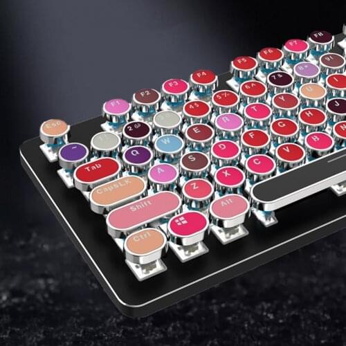 104-Key Lipstick Mixed Color Round Electroplating Backlight Mechanical Keyboard Colorful Keycaps Non-Slip Computer Gaming Keycap