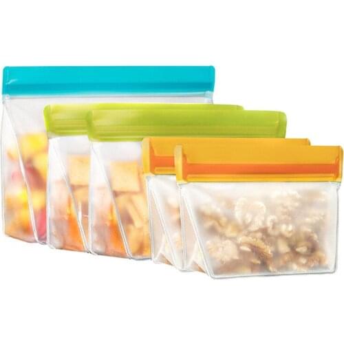 Food Fresh-keeping Bag Container Frosted PEVA Food Reusable Freezer Bag Zipper Leakproof Top Fruits Lunch Box Kitchen Storage