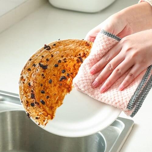 Kitchen Daily Dish Towel Dish Cloth Kitchen Rag Non-Stick Oil Thickened Table Cleaning Cloth Absorbent Scouring Pad