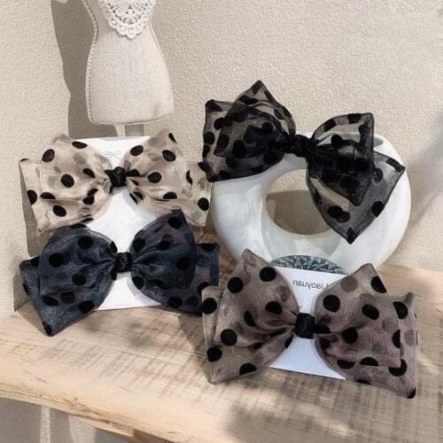 Bow Lace Hairpins Elastic Hair Bands Loop Dot Hair Clips Butterfly Ponytail Hair Holder Mesh Hairgrip Headdress Hair Scrunchies