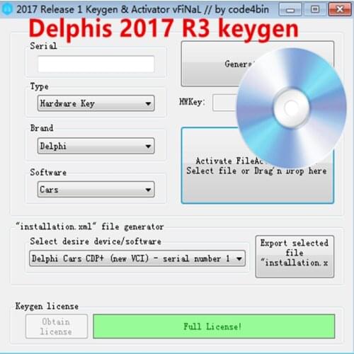 Hot selling For de150 2017.R1 activator 2017.01 keygen 150e multidiag Key for vd ds150e wow with car and truck