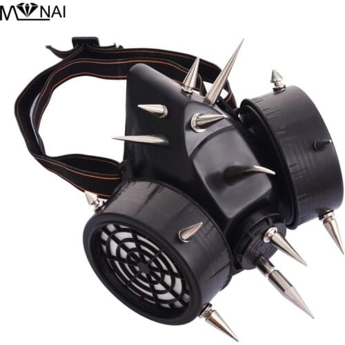 Unisex Steampunk Mask Gothic Punk Rivet Cosplay Face Mask Punk Mask Respirator Halloween Party Masks Accessories