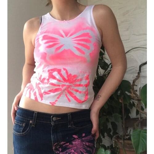 Hirigin Y2K Aesthetic Print Tank Tops Women Summer Fashion Cloths 90s Sleeveless Slim Fit Crop E-girl Cute Mini Vest Streetwear