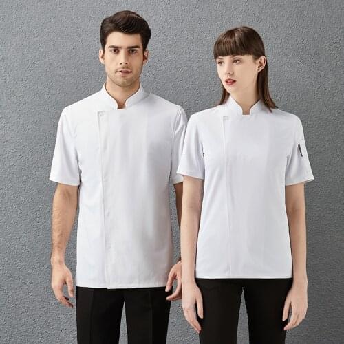 Medical Fabric Short Sleeve Chef Uniform Bakery Food Service Cooking Hotel Unisex Kitchen Jackets Canteen Patisserie Workwear