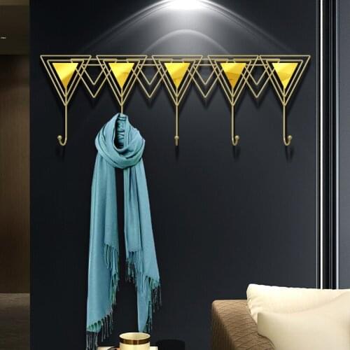 Nordic Style Metal Key Holder Wall Creative Wrought Iron Coat Hanger Wall Porch Shelf Door Decoration Free of Punch Coat Hook