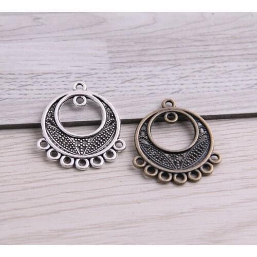 SWEET BELL 40pcs 23*27mm Two Color Zinc Alloy Necklace Charm Jewelry DIY Hollow Round Connector Pendant Necklace