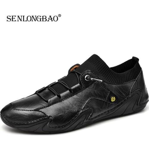 Brand Mens Casual Shoes Men Leather Loafers Flat Handmade Breathable Moccasins Outdoor Men Driving Shoes Non-slip Mens shoes