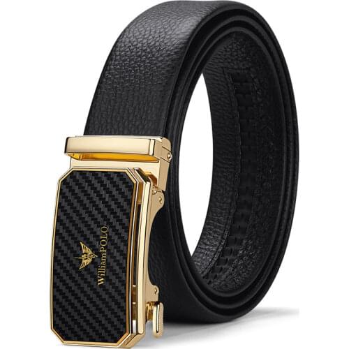 Williampolo Luxury Brand Male Belts Genuine Leather Belts For Men High Quality Fanshion Black Automatic Buckle Belts