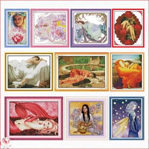 Sleeping Beauty Series Cross Stitch Kit 14 11CT Canvas DIY Character Pattern Needlework Embroidery Kit Home Decoration Painting