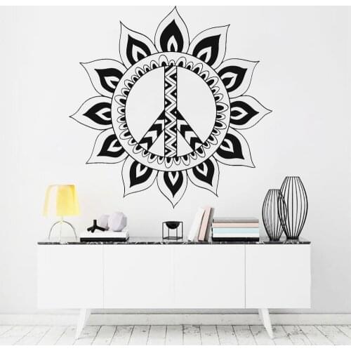 Mandala Wall Decal Creative Hippie Peace Symbol Pattern Vinyl Removable Wall Stickers Living Room Study Room Decorative Z545
