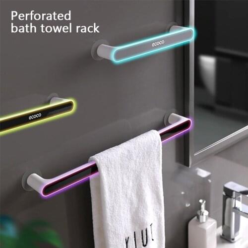 Wall Mounted Towel Hanger Bathroom Towel Bar Shelf Self-adhesive Towel Holder Rack Roll Holder Hanging Hook Bathroom Organizer