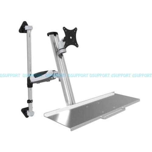 Wall Mount Foldable Ergonomic Aluminum Gas Spring Sit-Stand Monitor+Keyboard Holder Full Motion Arm 15"-27"Monitor Stand Bracket