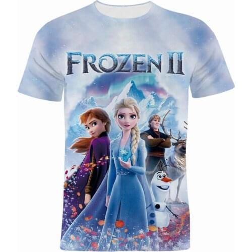 2021 New Fashion Summer Mens T Shirt Disney Movie Frozen Cartoon Anime Boy Girl Kids Tee Shirts Women Oversize Tshirt