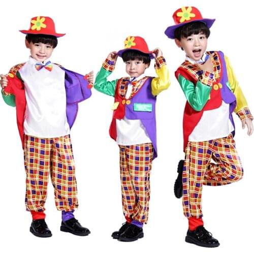The new childrens Halloween costume masquerade cosplay costume props clown suit dovetail boys parents installed