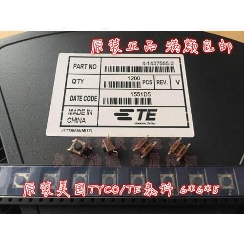 Original new 100% 4-1437565-2 SMD 4pin 6*6*5 touch switch button to reset the button