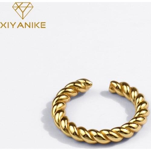 XIYANIKE 925 Sterling Silver Twisted Thread Braided Ring Female Fashion Retro Simple Classic Handmade Jewelry Accessories Gift