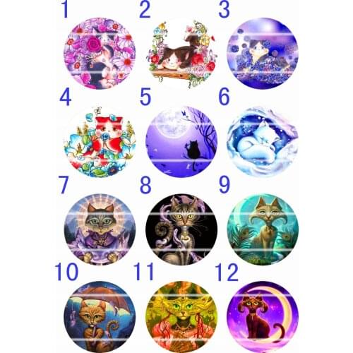 Handmade 10mm~30mm Colorful picture Round Glass Cabochons for Necklace Decoration and Phone Chain Accessaries 60 /pcs-748