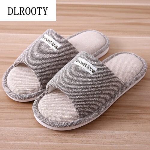 Men Slippers Shoes Flip Flops Spring Autumn Fashion Flat Platform Breathable Hemp Non-slip Man Home Slides Casual Male