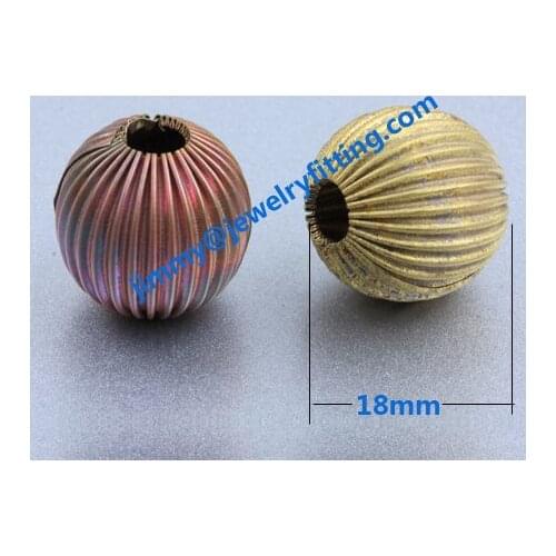 Jewelry findings wholesale18 mm corrugate beads round shape Raw brass spacer beads