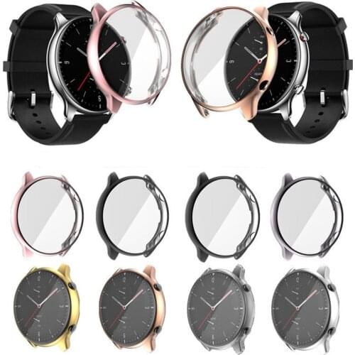 TPU Soft Full Screen Glass Protector Case Shell Edge Frame For Amazfit GTR 2/2e GTR2/e Smartwatch GTR2e Protective Bumper Cover