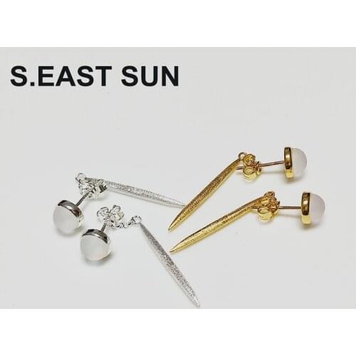 S.EAST SUN Sterling Silver S925, simple and elegant, glass inlaid removable earrings, womens Fashion Party Gift Earrings