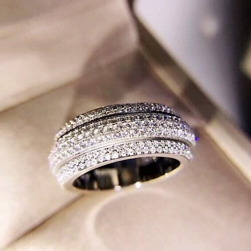 Full cz zircon jewelry For Women rotate Ring turning spin Engagement wedding letter logo rotatable Rings famous brand jewelry