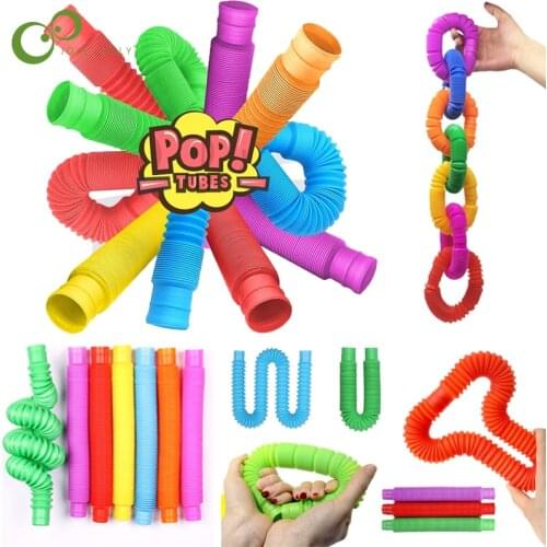1/5Pcs Pop Tubes Sensory Fidget Toys Fidget Tube Toys for Kids and Adults Stress Relief Early Educational Folding Toys YJN