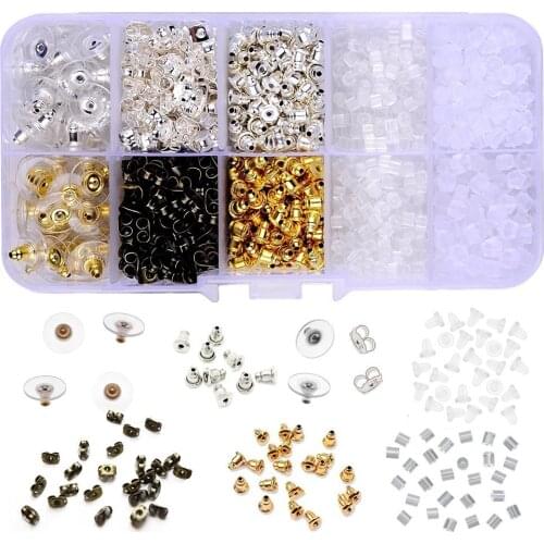 1Box Earring Backs Mixed Color Style Earring Clips Butterfly Metal Rubber Plastic Secure Earring Safety Backs for Earring Making