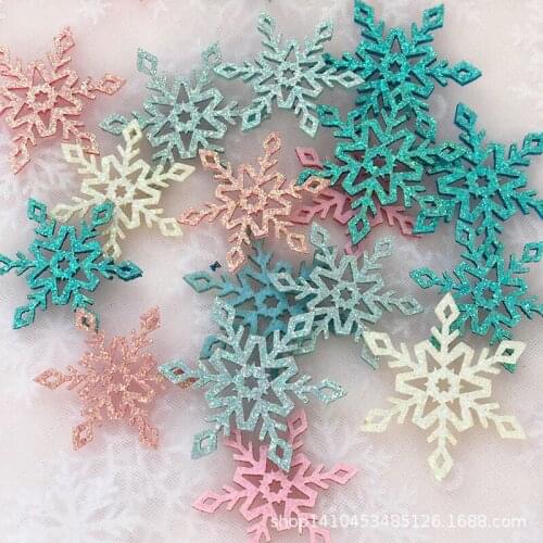 10pcs Christmas Colorful Laser Snowflakes Applique DIY Hair Accessories Craft Supplies Hair Bows Ornaments Handmade Headwear