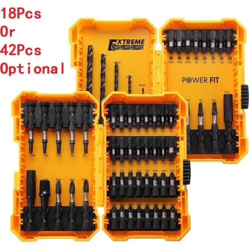 18/42pcs Screwdriver Bits Set 1/4 Inch Socket Adapter S2 Steel Impart Screw Driver Drill Bit For Power Tools