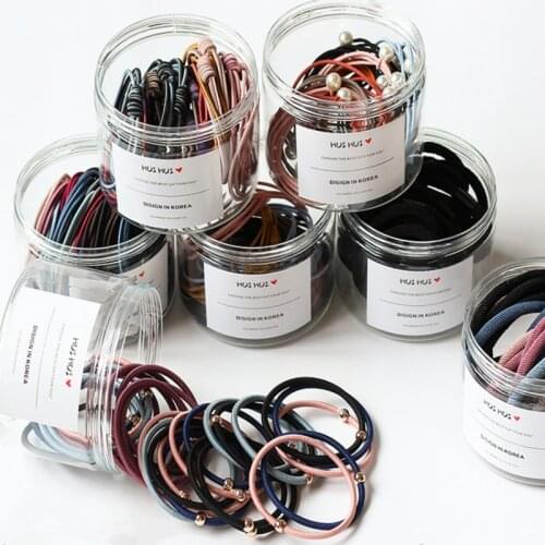 20 Pcs/box Pearls Hair Ties Beads Elastic Hair Bands Solid Multicolor Rubber Bands bow headdress for Women Girls Ponytail Holder